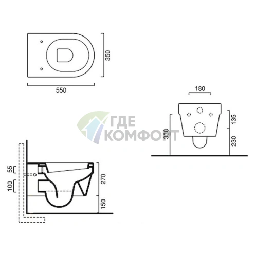 Унитаз подвесной Catalano Zero 55 с инсталляцией - фото 4