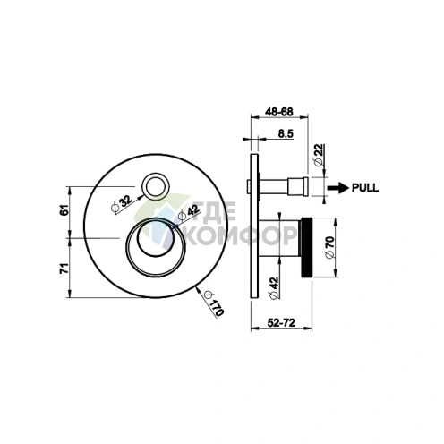 Gessi Anello: Встраиваемый однорычажный смеситель на 2 выхода с переключателем (хром) (63377#031) - фото 2