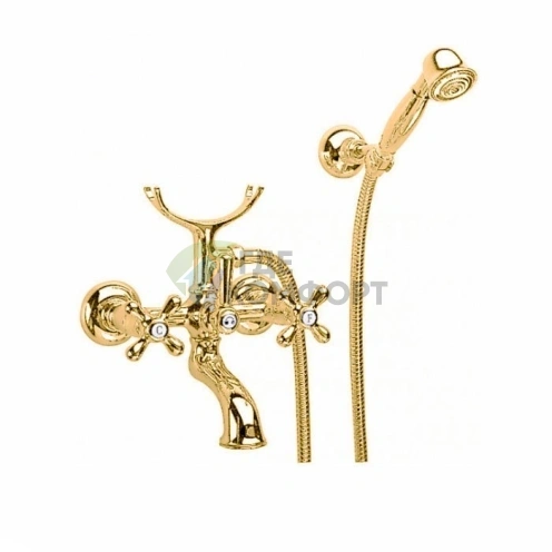 Настенный смеситель для ванны Nicolazzi Nuova Brenta с двумя ручками и душевой лейкой в цвете Gold Brass (2502GB) - фото 1