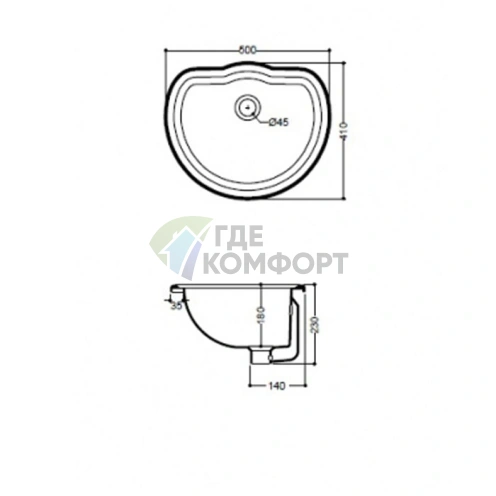 Встраиваемая раковина KERASAN Retro 50x41 см белая без отверстия под смеситель (103101bi*0) - фото 3