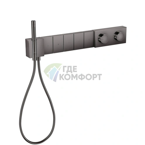 Термостат для душа AX Edge 680/100 встраиваемый, 5 источников, ручной душ с алмазной огранкой, полированный черный (46731330) - фото 1