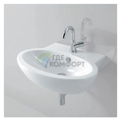 Подвесная раковина AZZURRA COMODA 65×50 см белая с отверстием под смеситель - фото 1