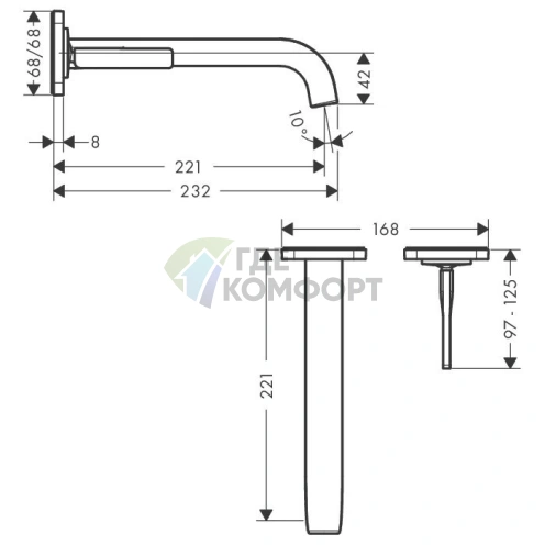 Встраиваемый смеситель AX Citterio E для раковины с розетками, хром (36106000) - фото 2