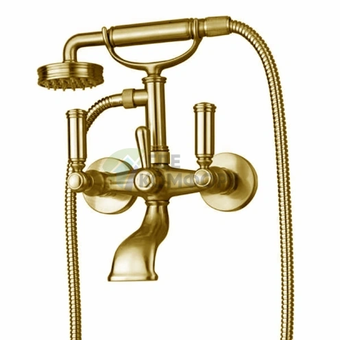 Смеситель для ванны Bossini Liberty с душем и золотым латунным шлангом (Z001103.021) - фото 1