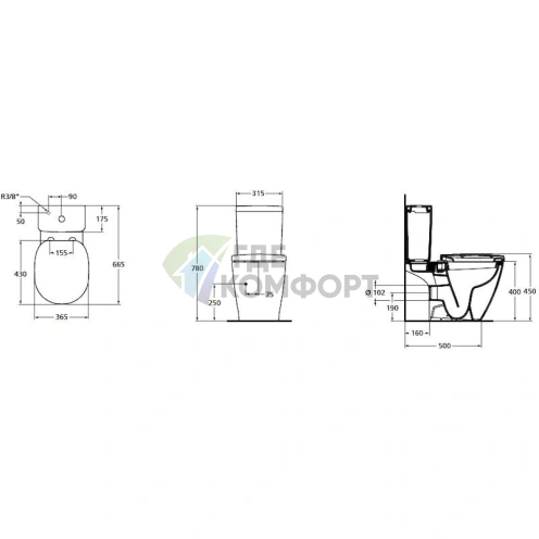 Унитаз-компакт Ideal Standard Connect AquaBlade с элегратной системой слива - фото 4