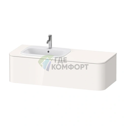 Столешница Duravit Happy D.2 Plus белая глянцевая для тумб HP4932-HP4972 с левым вырезом 16x1300x550мм (HP031KL2222) - фото 1