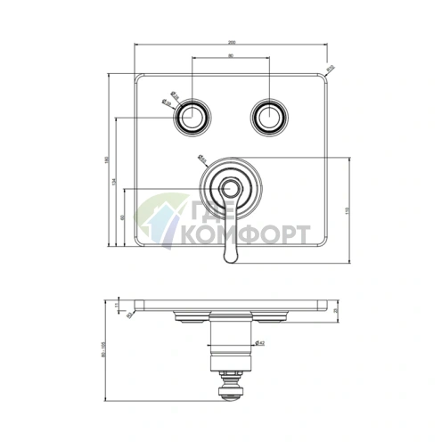 GESSI HI-FI ECLECTIC Смеситель для душа настенный встраиваемый однорычажный с 2 запорными кнопками цвет Black XL (65242#299) - фото 2