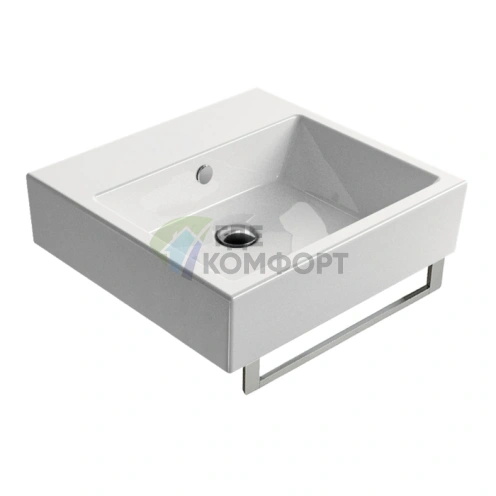 Подвесная раковина GSI Kube 50x47 см белая без отверстия под смеситель - фото 1