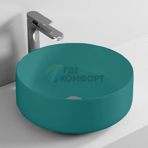 Раковина накладная ArtCeram Cognac 42 см без отверстий, цвет Green Foresta (COL001 43 00) - фото 1