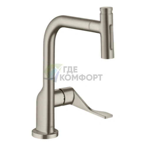 Кухонный смеситель AX Citterio с выдвижным изливом, цвет шлифованный никель (39862820) - фото 1