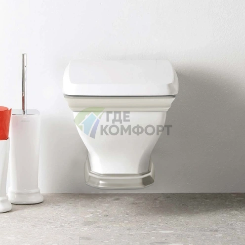 Подвесной унитаз ARTCERAM CIVITAS 360х540 мм с декором Platinum stripe (CIV001 01 93) - фото 1