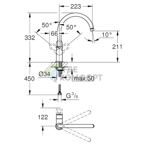 Смеситель Grohe BauLoop 31368000 для кухни - фото 2