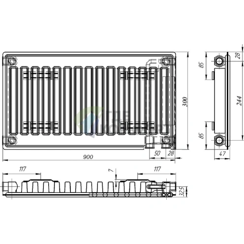 Радиатор стальной панельный Лидея ЛУ 11-309 с нижним подключением - фото 4