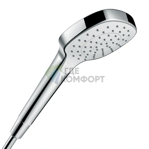 Ручной душ HG Croma Select E с функцией Rain и экономичным расходом 9 л/мин в элегантном бело-хромирован исполнении (26815400) - фото 1