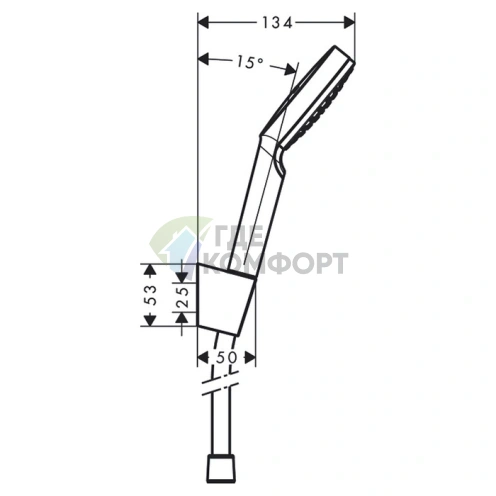 Душевой набор HG Crometta с ручным душем EcoSmart — держатель, шланг 160 см, белый/хром (26569400) - фото 2