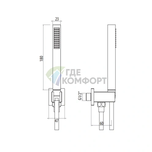 Набор для душа Gattoni: лейка, держатель и шланг в элегантном черном матовом исполнении (KTQ01/PDNO) - фото 2