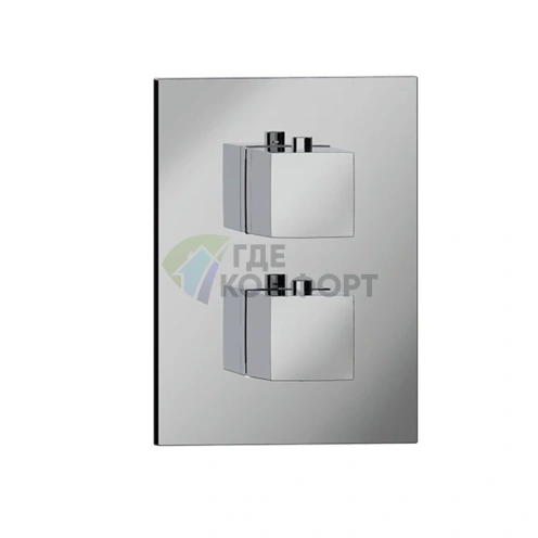 Внешняя часть термостата Almar SQUARE CORE на 2 потребителя, хром (E176822.CR) - фото 1