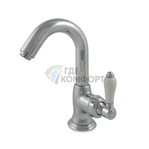 Однорычажный смеситель для раковины Nicolazzi P.m. Blanc A с донным клапаном и ручками из состаренной керамики в хроме (3454CR76AC) - фото 1