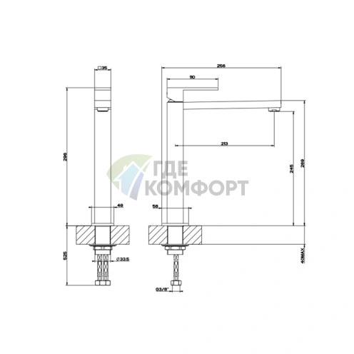 Смеситель для раковины Gessi Rettangolo с высоким изливом, черный (11924#299) - фото 2