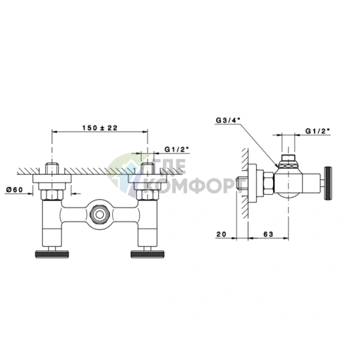 Смеситель для душа Nicolazzi Arena без лейки и шланга, хром (3325CR44) - фото 2
