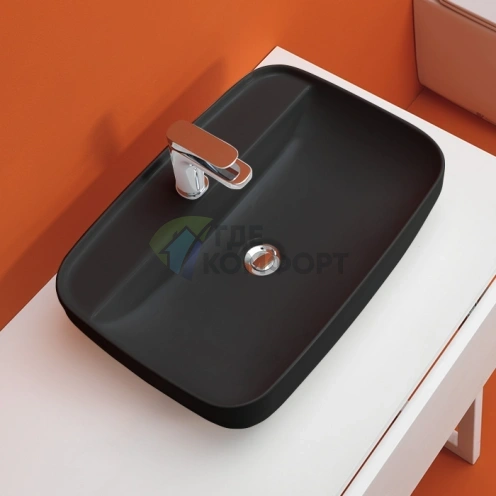 Кухонная раковина Kerasan Tribeca 60х43 см, черная матовая, накладная (514231*1 Nero matt) - фото 1