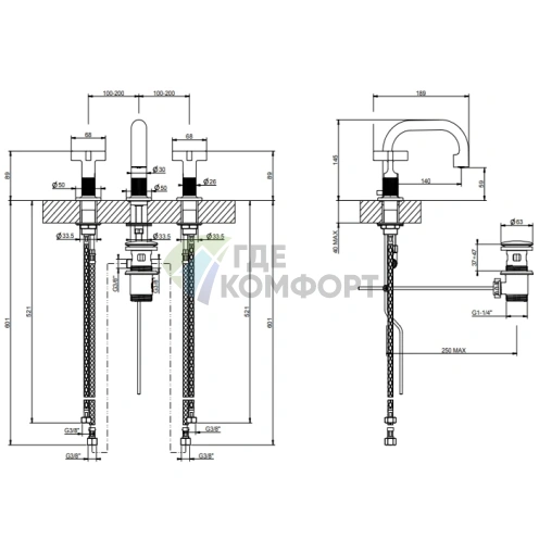 GESSI INCISO Смеситель для раковины в золоте (58111#246) - фото 2