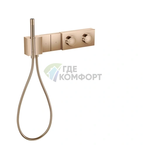 Термостат для душа AX Edge 470/100 на 2 источника с ручным душем, полир. красное золото (46700300) - фото 1