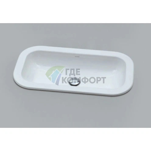 Встраиваемая раковина AZZURRA GLAZE 69x38 см без отверстия, белая - фото 4