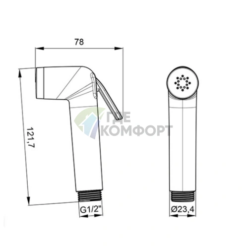 Лейка гигиеническая Almar ATTHIS: никель состаренный, технология АВС (E082110.NB) - фото 2