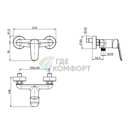 Смеситель для душа FIMA Carlo Frattini Spot внешнего монтажа, хром (F3005/1CR) - фото 2