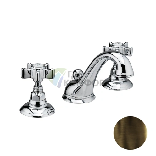 Смеситель для раковины Nicolazzi Dames Anglaises на 3 отверстия с донным клапаном, излив 130 мм, тёмная бронза (1408DB18) - фото 1