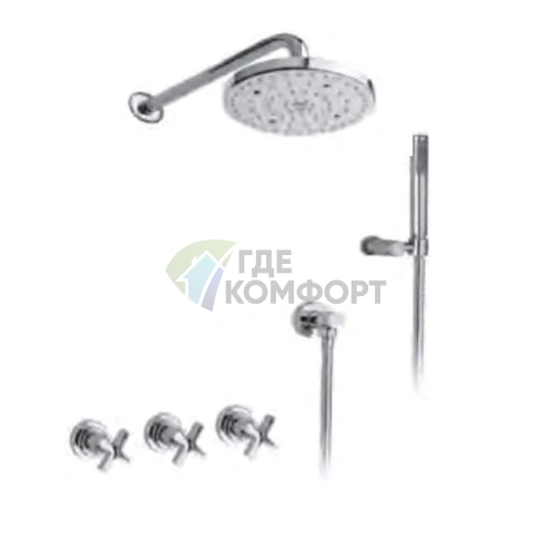 Душевой набор Nicolazzi M.Croce — верхний душ 20 см и ручной душ с хромированным смесителем (2233CR27) - фото 1
