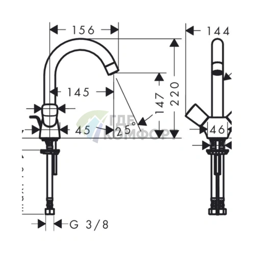 Смеситель для раковины Hansgrohe Logis с донным клапаном, хром (71222000) - фото 2