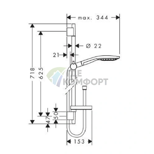 Душевой набор HG Raindance Select S с ручным душем 3-в-1 и телескопической штангой, хром (27802000) - фото 2