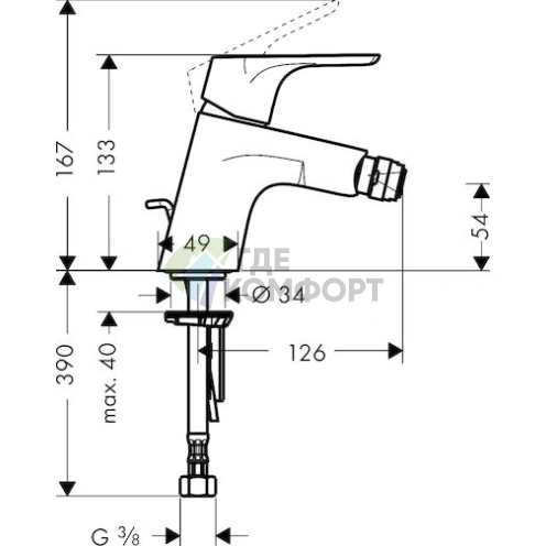 Смеситель Hansgrohe Focus E2 31920000 для биде: настенный монтаж, хром - фото 5