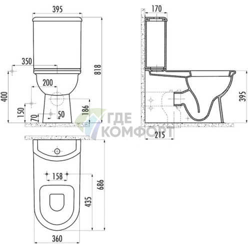 Унитаз-компакт Creavit Selin SL311: эргономичный дизайн для вашего комфорта - фото 3