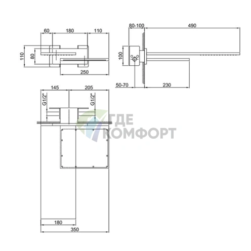 Двойной верхний душ Fantini Venezia настенный, латунь Matt Copper PVD (86 P9 8035B) - фото 2