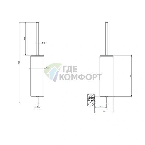 Настенный ершик для унитаза GESSI Origini черный с хромированными деталями (66420#031) - фото 2
