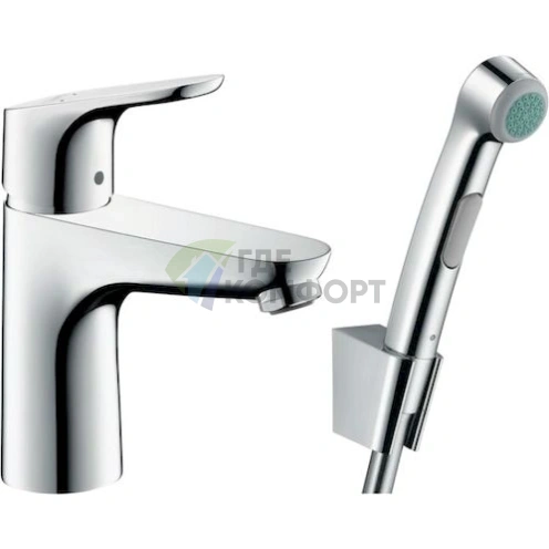 Смеситель Hansgrohe Focus 31927000 для раковины с гигиеническим душем и донным клапаном Push-Open - фото 1