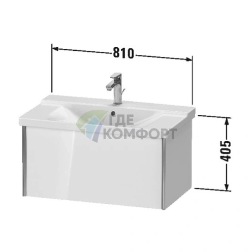 Подвесная тумба Duravit XViu Walnut Dark/черный матовый, 1 ящик (XV40160B221) - фото 2