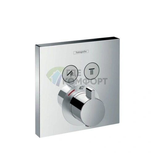 Встраиваемый термостат для душа Hansgrohe ShowerSelect с 2 источниками и кнопками включения (хром) (15763000) - фото 1