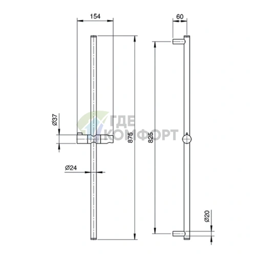 Регулируемая душевая штанга Fantini Lame с креплением, хром (86 02 8096) - фото 2