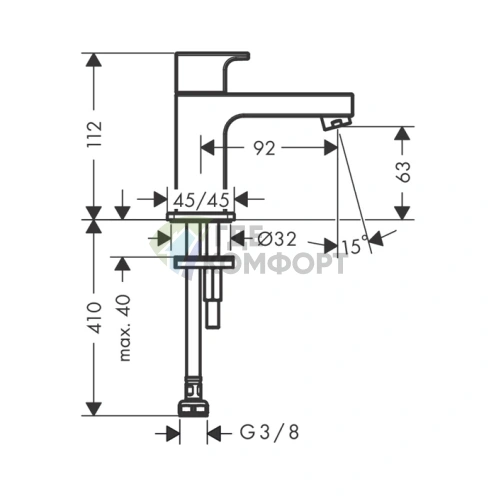 Стильный излив Hansgrohe Vernis Shape 70 для холодной воды в хроме (71592000) - фото 2