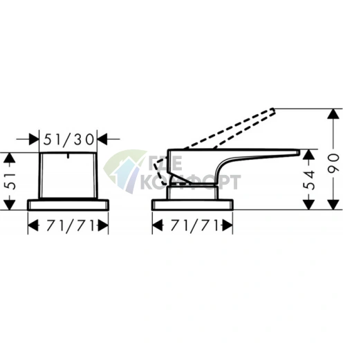 Смеситель Hansgrohe Metropol для борта ванны с 2 отводами, хром (74548000) - фото 2