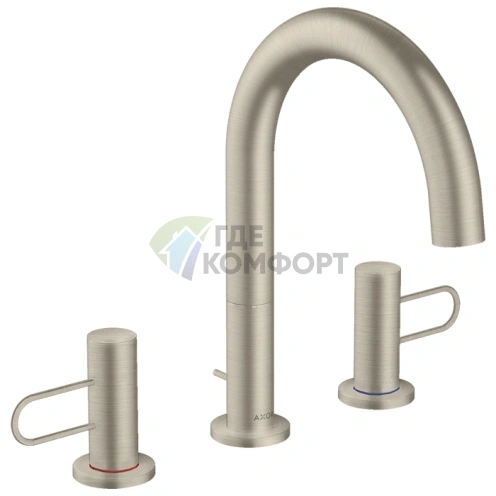 Смеситель для раковины AX Uno с панелью и донным клапаном, цвет шлифованный никель (38054820) - фото 1