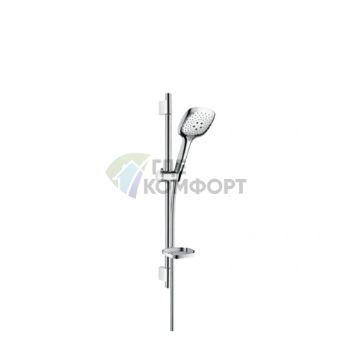 Душевой набор HG Raindance Select E с насадками RainAir, CaresseAir, Mix (штанга 65 см, шланг 1.5 м), хром (27856000) - фото 1