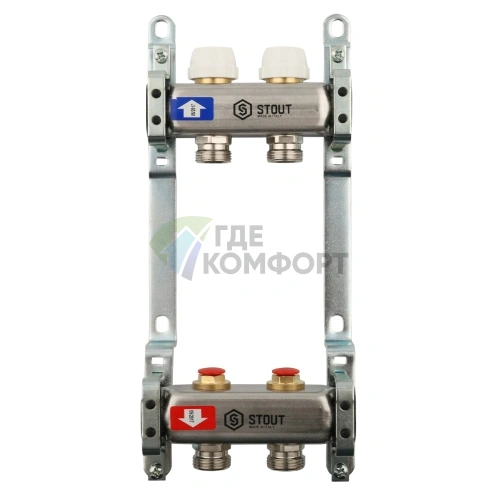 Коллектор STOUT SMS 0922 000002 на 2 выхода, из нержавеющей стали без расходомеров - фото 1