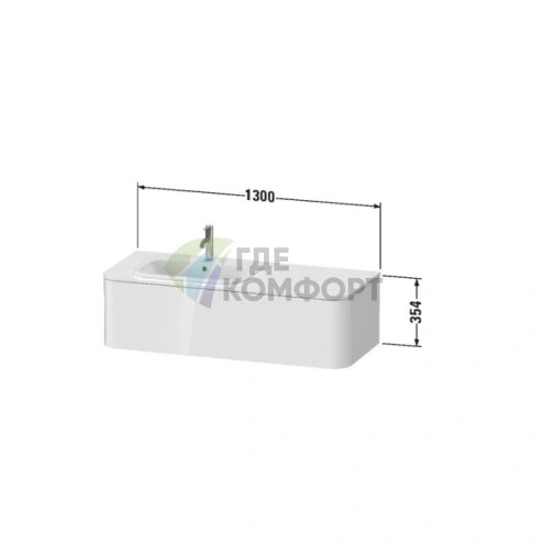 Раковина DURAVIT Happy D2 60x46 см для верхнего монтажа, белая (483600000) - фото 4