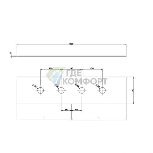 Монтажная пластина GESSI для установочной коробки на 4 отверстия, сталь 316, цвет steel brushed (54595#239) - фото 2