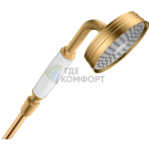 Ручной душ AX Montreux 100 мм, 1 струя, белая рукоятка, шлифованная медь (16320950) - фото 1